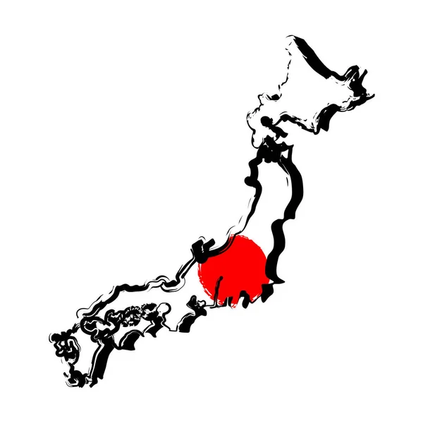 Mapa de Japón con bandera — Archivo Imágenes Vectoriales