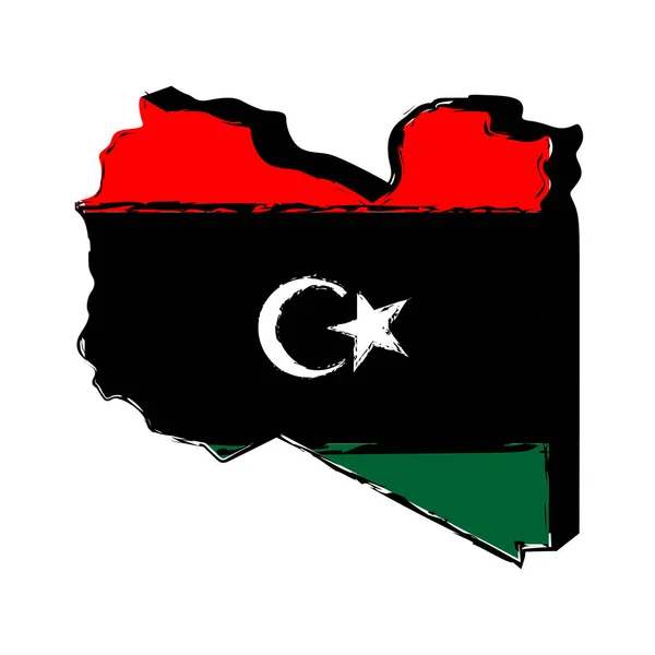 Mappa della Libia con la bandiera — Vettoriale Stock