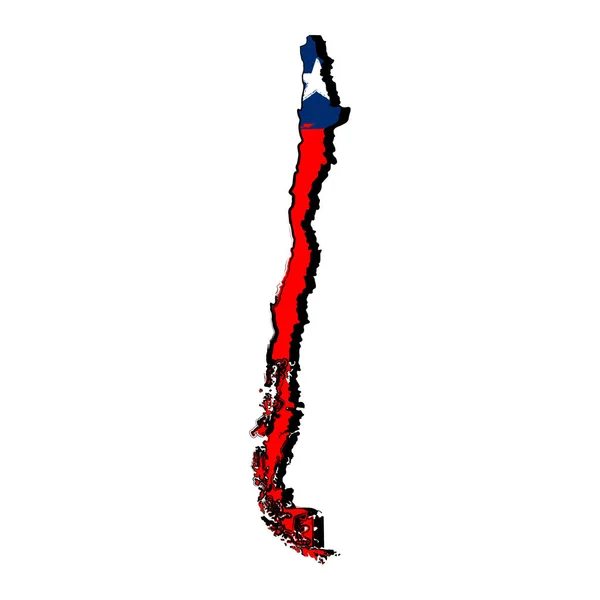 Karte von Chile mit Flagge — Stockvektor