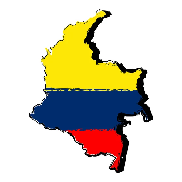 哥伦比亚国旗与地图 — 图库矢量图片
