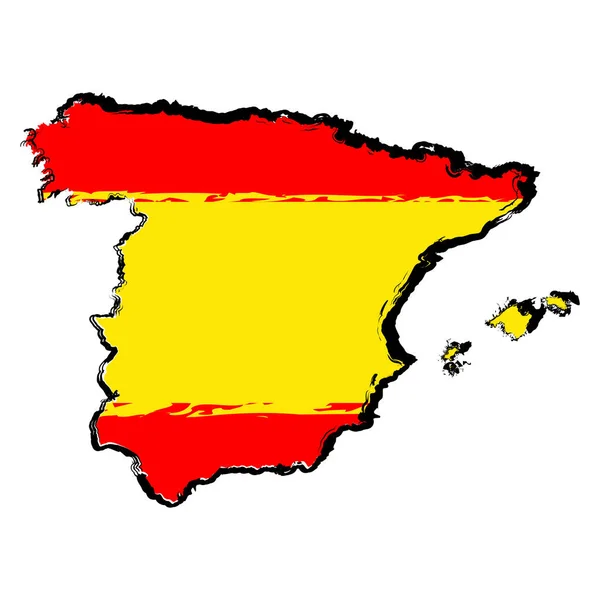 Mapa da Espanha com bandeira — Vetor de Stock