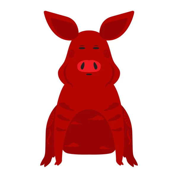 Isolated red pig — Stock Vector