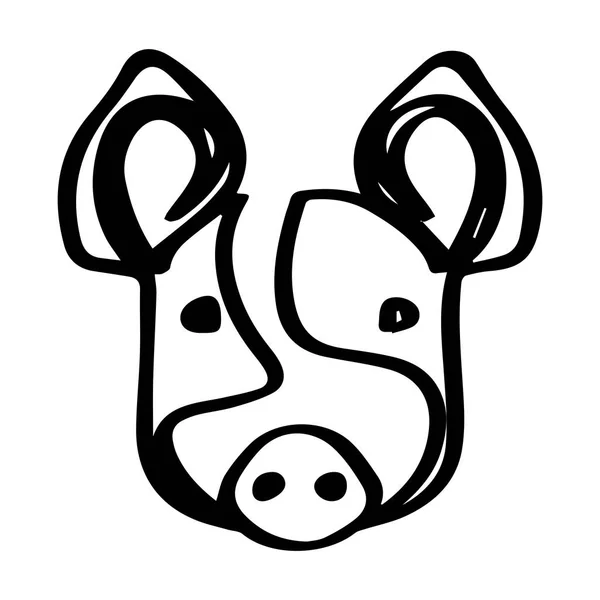 Outline of a cute pig head — Stock Vector