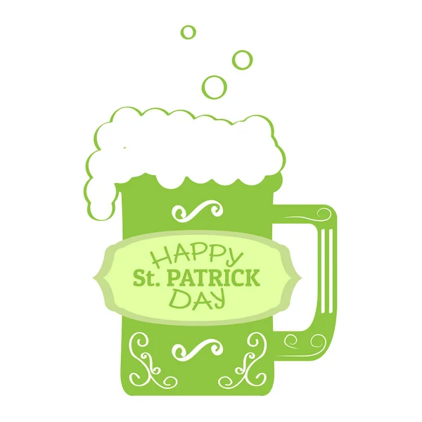 Patrick day beer with a label — Stock Vector