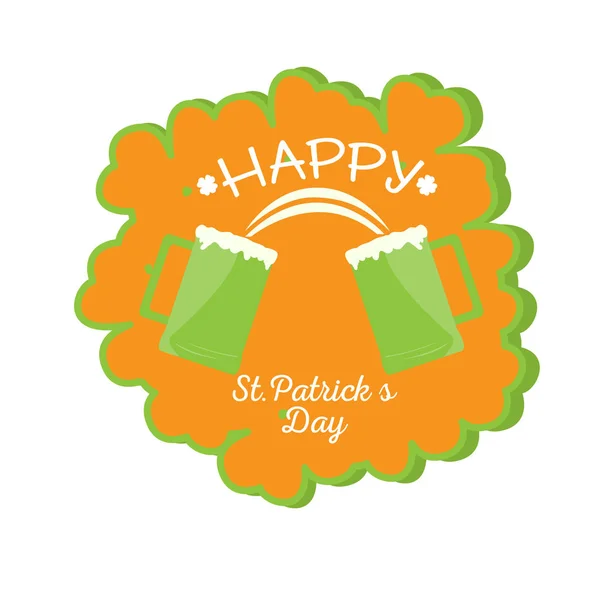 Patrick day label con un paio di birre — Vettoriale Stock