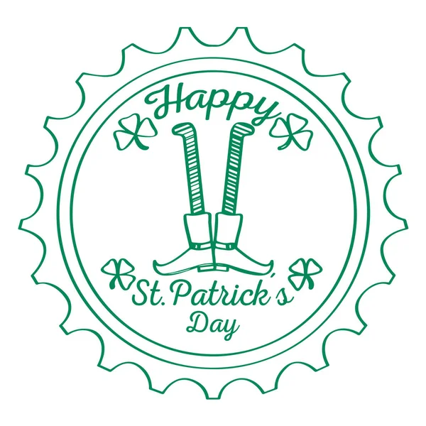 Outline of a patrick day label with irish elf legs — Stock Vector