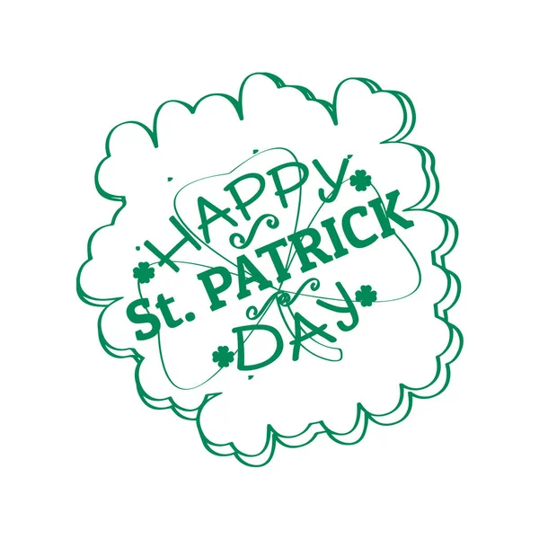 Outline of a patrick day label with a clover — Stock Vector