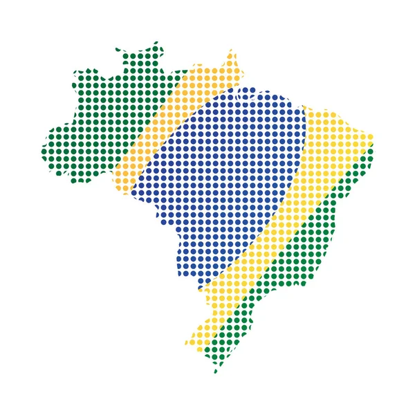 Mapa Brasil Com Bandeira Estilo Pontilhismo Desenho Ilustração Vetorial —  Vetores de Stock