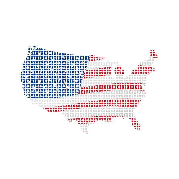 Mapa de Estados Unidos con bandera — Vector de stock