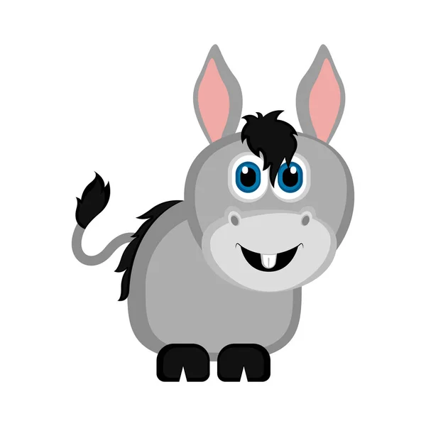 Isolated cute donkey — Stock Vector