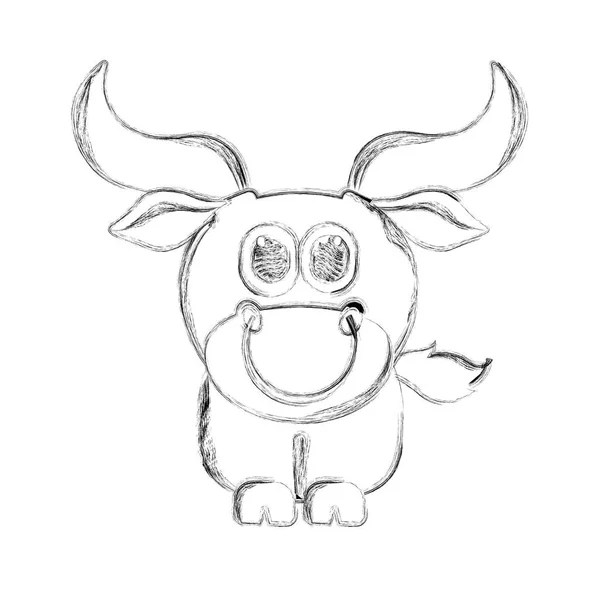 Sketch of a cute bull — Stock Vector