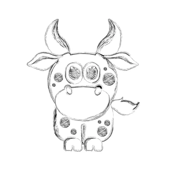 Croquis d'une vache mignonne — Image vectorielle