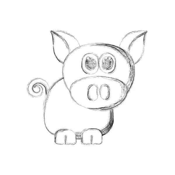 Croquis d'un cochon mignon — Image vectorielle