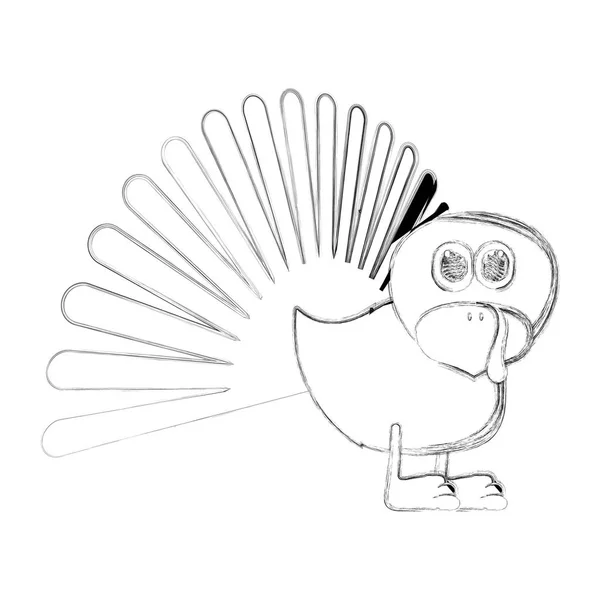 Bosquejo de un lindo pavo — Vector de stock