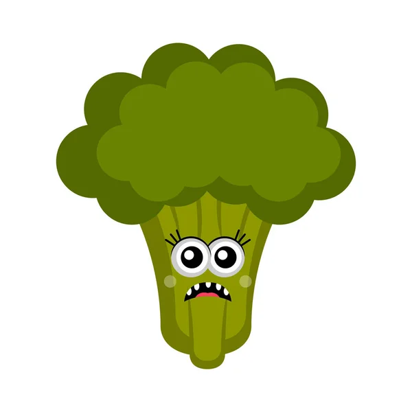 Geïsoleerde triest broccoli cartoon — Stockvector