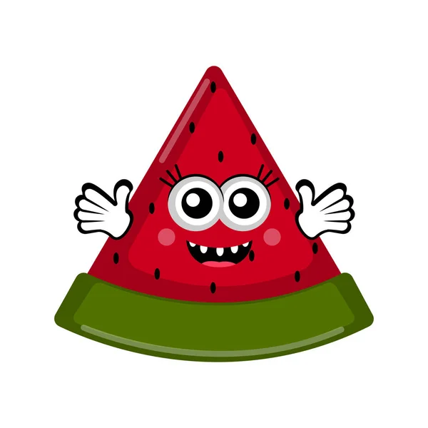 Geïsoleerde gelukkig gesneden watermeloen cartoon — Stockvector
