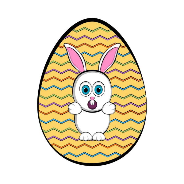 复活节彩蛋与一个可爱的兔子卡通 向量例证设计 — 图库矢量图片