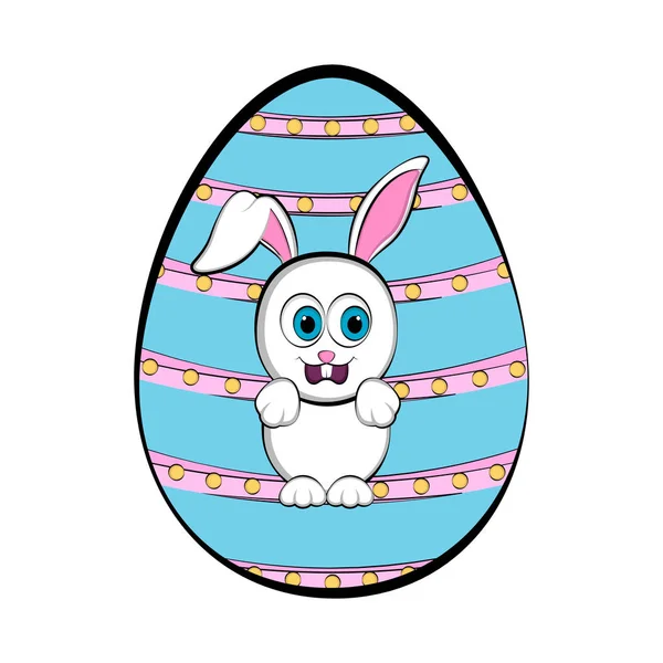 复活节彩蛋与一个可爱的兔子卡通 — 图库矢量图片