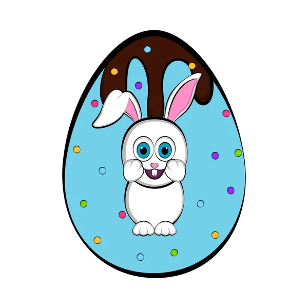 Easter egg with a cute bunny cartoon — Stock Vector