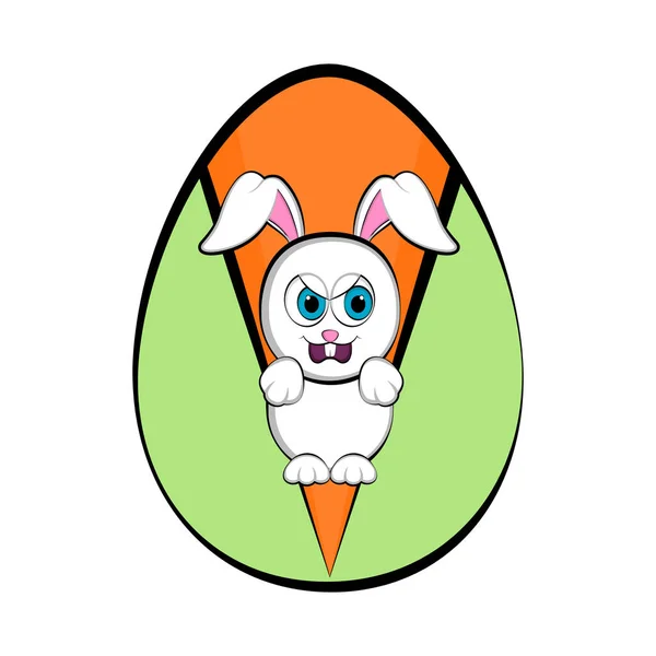 Huevo de Pascua con un lindo conejito de dibujos animados — Vector de stock
