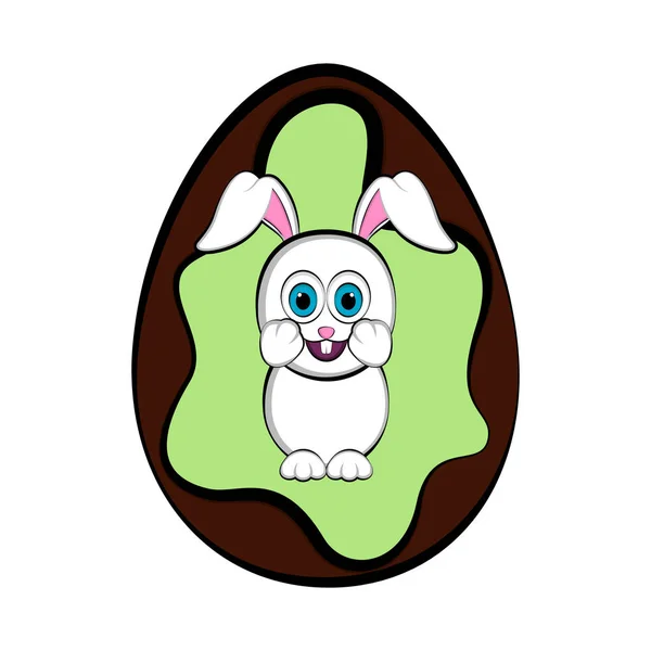 Huevo de Pascua con un lindo conejito de dibujos animados — Vector de stock