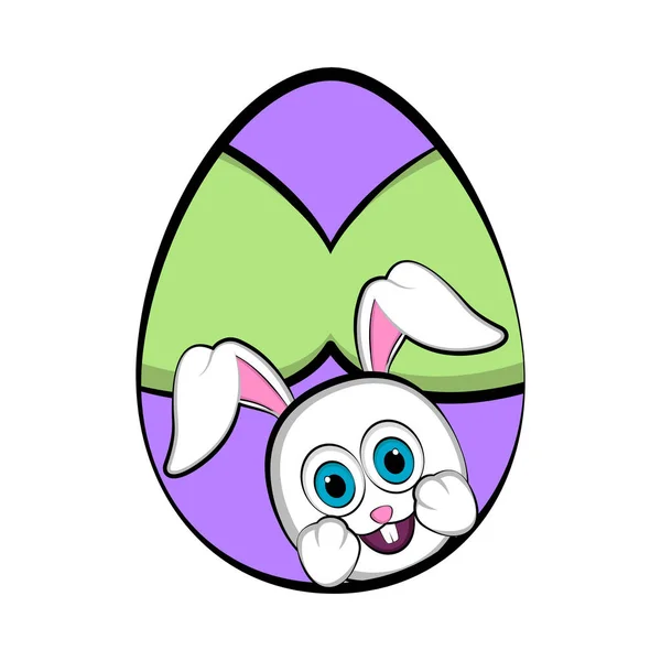 复活节彩蛋与一个可爱的兔子卡通 — 图库矢量图片