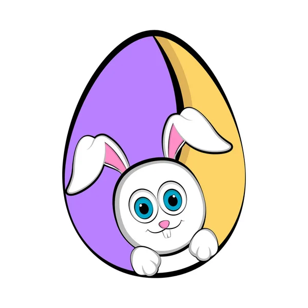 Easter egg with a cute bunny cartoon — Stock Vector