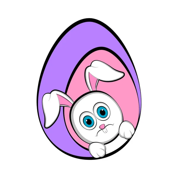 Пасхальное яйцо с милой карикатурой на зайчика — стоковый вектор