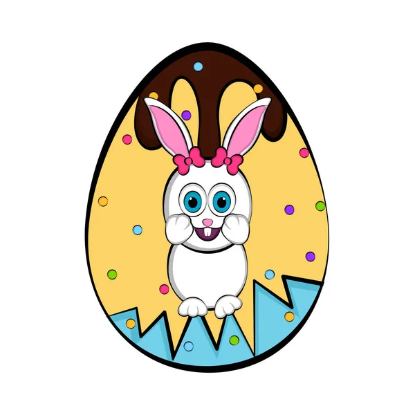 Easter egg with a cute bunny cartoon — Stock Vector