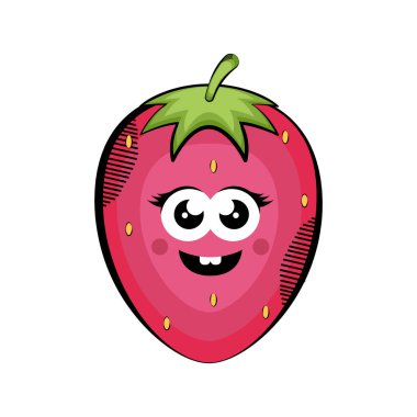 Mutlu çilek karikatür. Renkli çizimi