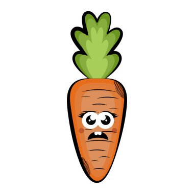 Üzgün havuç karikatür. Renkli çizimi