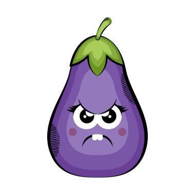 Kızgın patlıcan karikatür. Renkli çizimi