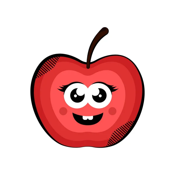 Joyeux dessin animé aux pommes. Croquis coloré — Image vectorielle