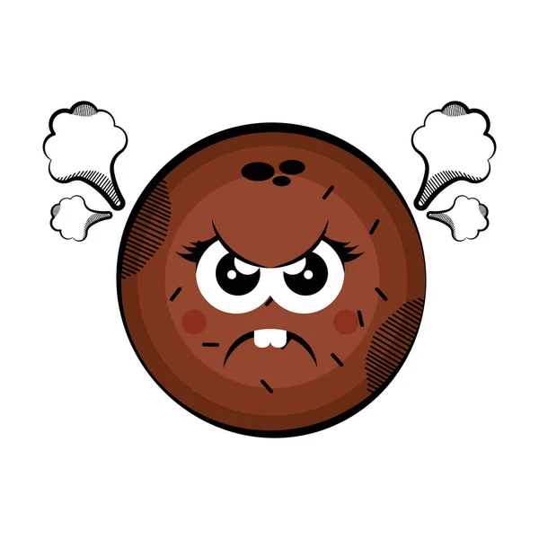 怒っているココナッツの漫画。カラー スケッチ — ストックベクタ