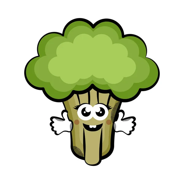 Gelukkig broccoli cartoon. Gekleurde sketch — Stockvector