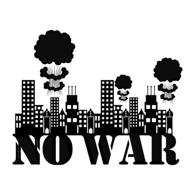 Bir buidings duman bir patlama ile hiçbir savaş banner