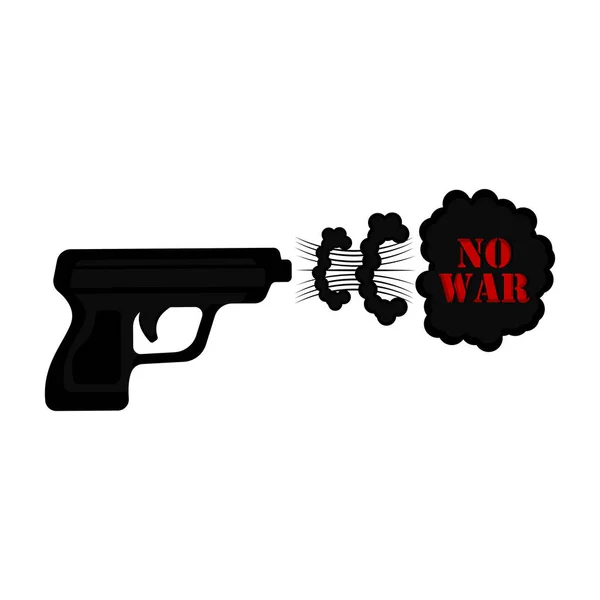 No hay bandera de guerra con una pistola y una explosión de humo — Vector de stock