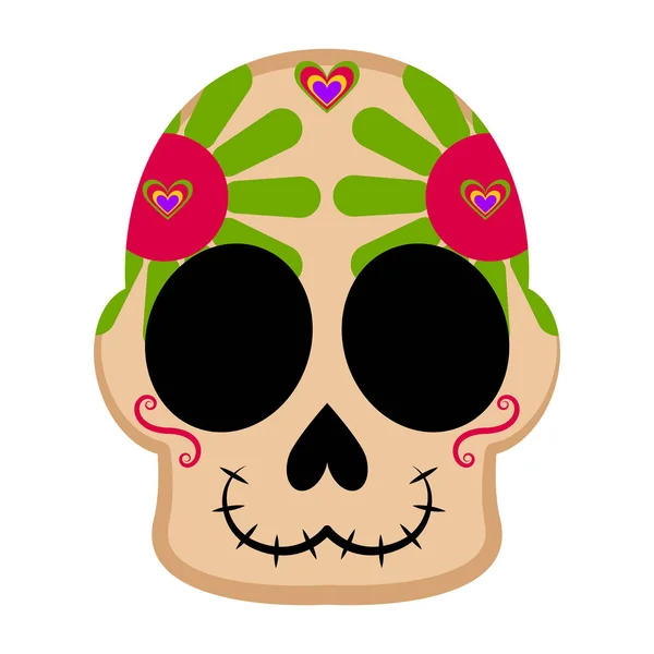 Glücklich gefärbter mexikanischer Totenkopf — Stockvektor