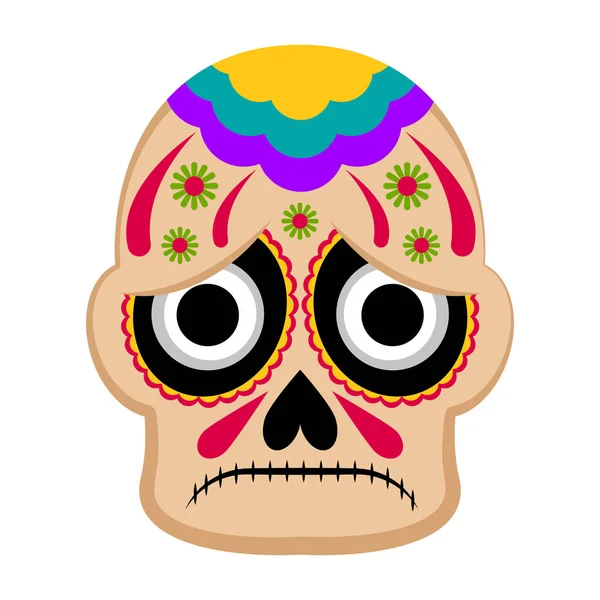 Cráneo mexicano de color triste — Archivo Imágenes Vectoriales