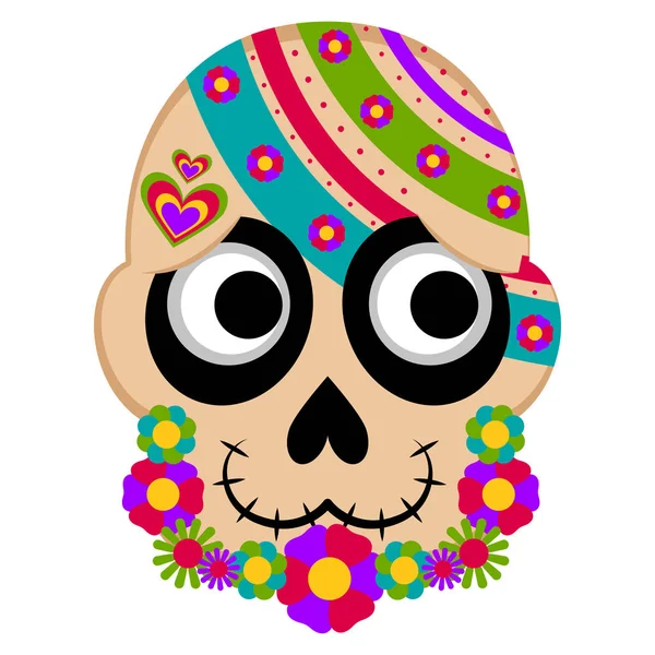 Calavera floral de color mexicano — Archivo Imágenes Vectoriales