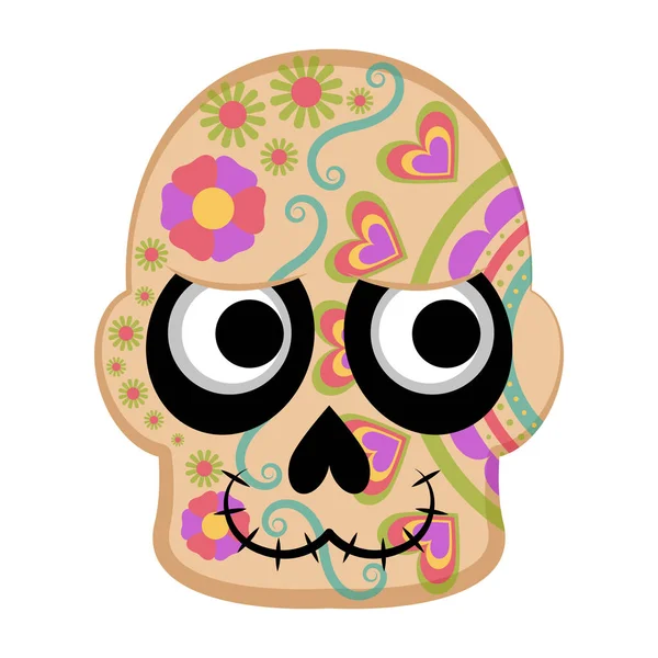 Crâne mexicain de couleur heureuse — Image vectorielle