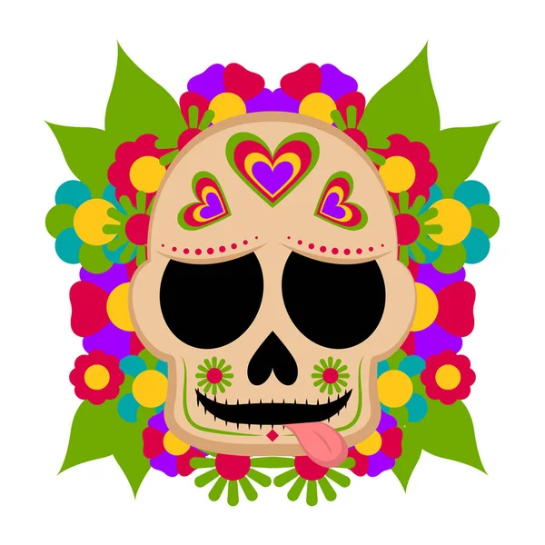 Calavera floral de color mexicano — Archivo Imágenes Vectoriales