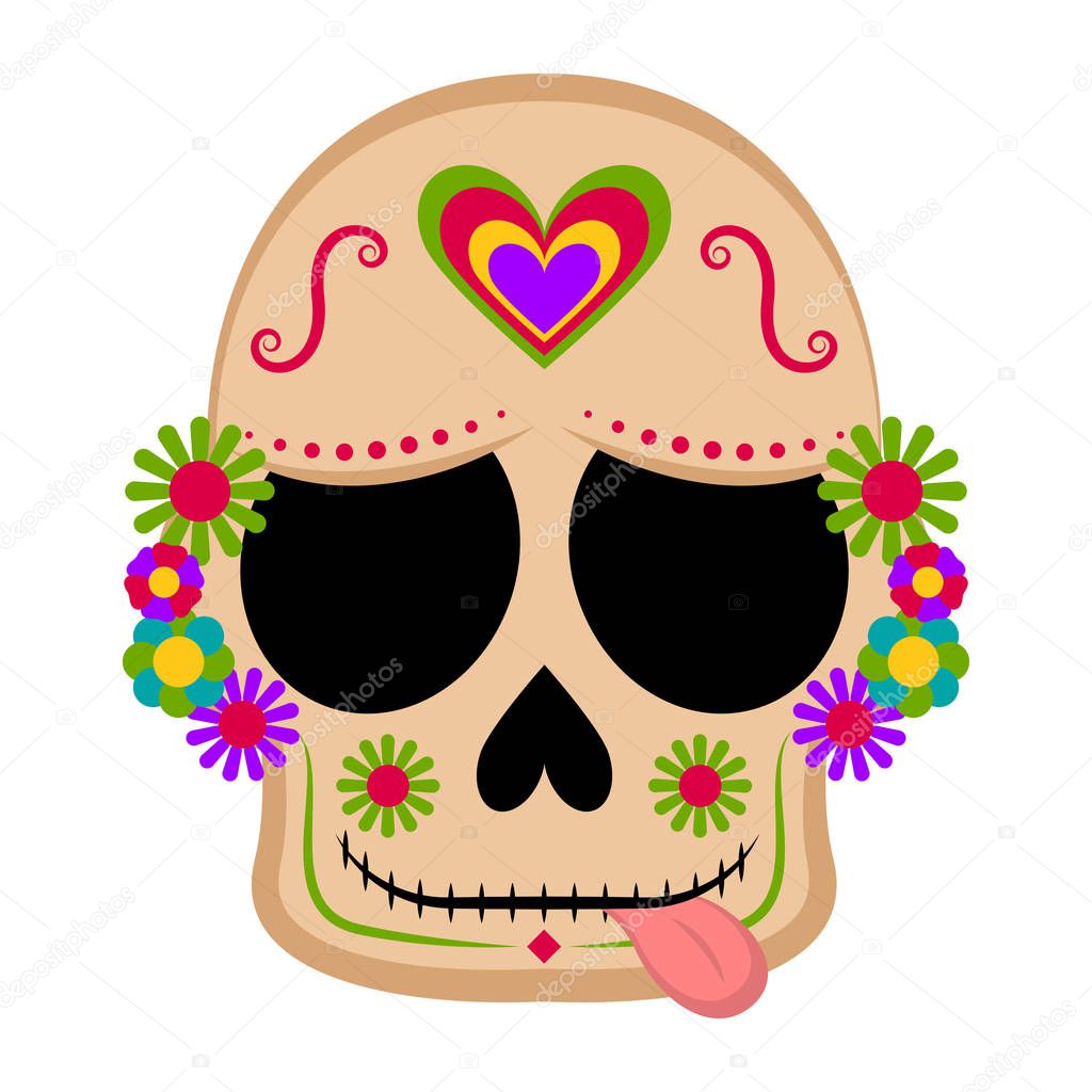Happy colored mexican skull