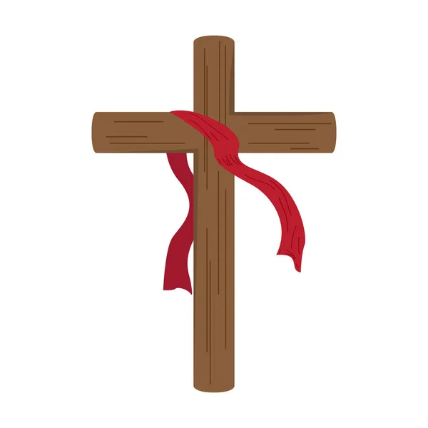 Croix avec un chiffon rouge — Image vectorielle