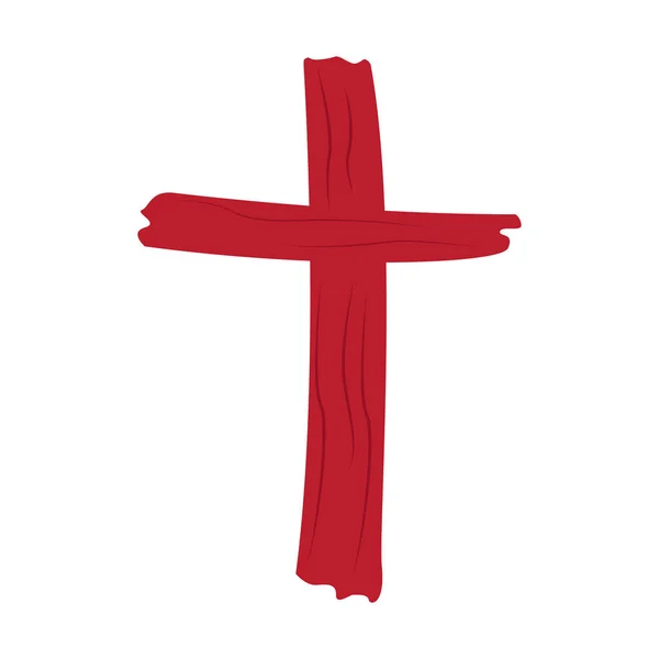 Croix en bois rouge — Image vectorielle
