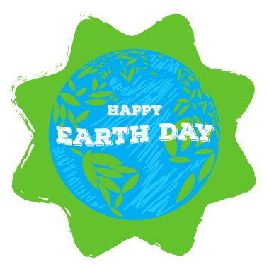 Dünya gün etiket bir gezegen kroki ile