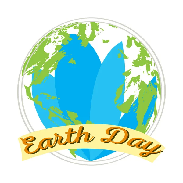 Earth Day Etikett mit einem abstrakten Planeten — Stockvektor