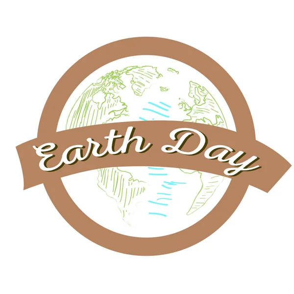 Earth day label with a planet sketch — Stock Vector