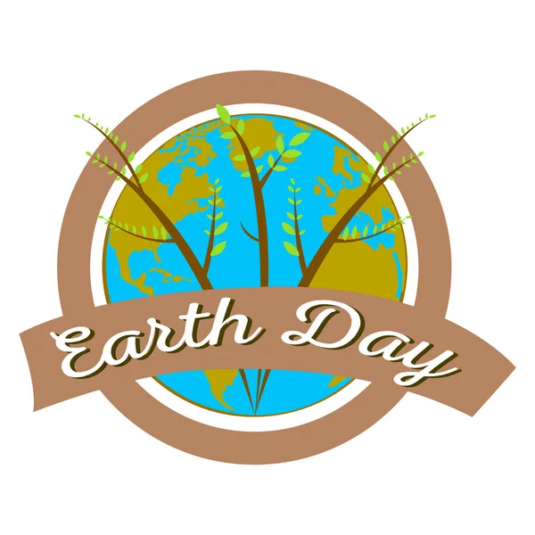 Etiqueta do dia da Terra com um planeta —  Vetores de Stock