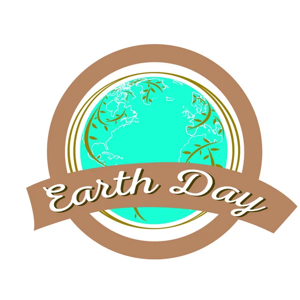 Earth Day Etikett mit einem abstrakten Planeten — Stockvektor